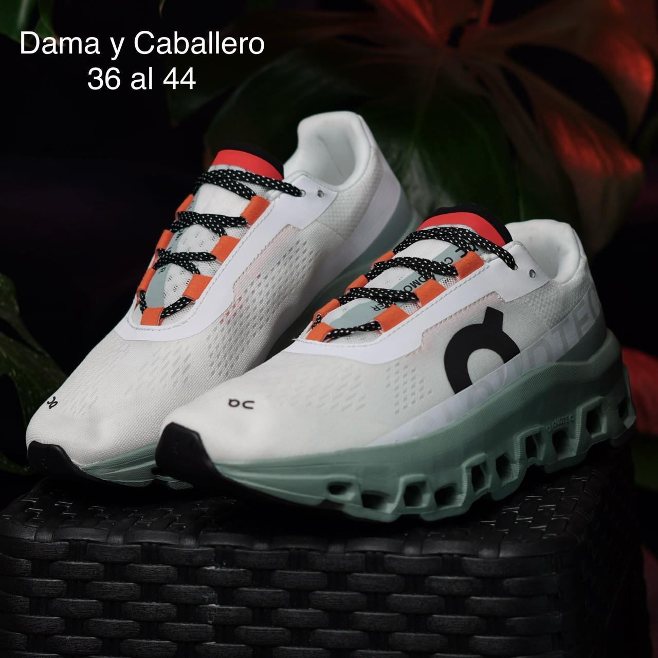 TENIS ON MONSTERSCLOUD BLANCO/MENTA/NARANJA