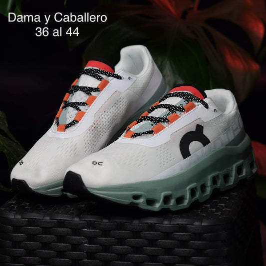 TENIS ON MONSTERSCLOUD BLANCO/MENTA/NARANJA